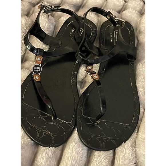 Sz 8 coach piccadilly black jelly sandals/shoes - Picture 4 of 7